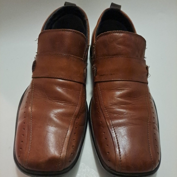 Bottesini Brown Tan Leather Slip-on Loafers No Slip Men's Italian Shoes Size 10 - Picture 1 of 12